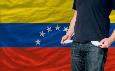 Recession impact on young man and society in venezuela clipart