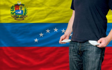 Recession impact on young man and society in venezuela clipart
