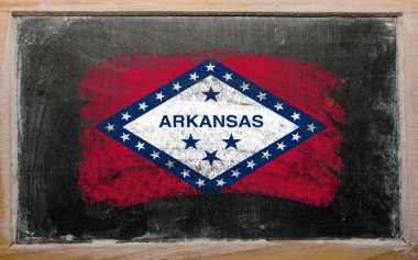 Flag of US state of arkansas on blackboard painted with chalk clipart