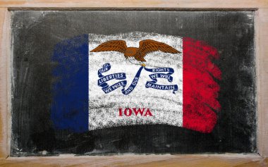 Flag of US state of iowa on blackboard painted with chalk clipart