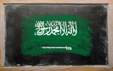 Flag of saudi arabia on blackboard painted with chalk clipart