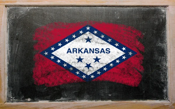 Flag of US state of arkansas on blackboard painted with chalk — Stock Photo, Image