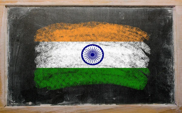 Flag of india on blackboard painted with chalk — Stock Photo, Image