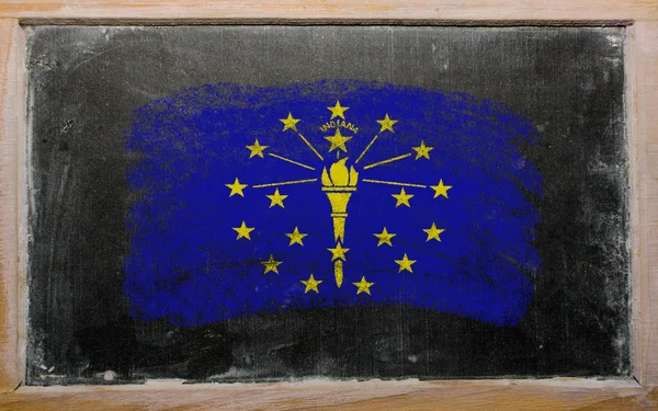 Flag of US state of indiana on blackboard painted with chalk — Stock Photo, Image