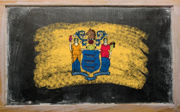 Μας το κράτος σημαίας του Νιου Τζέρσεϋ στο blackboard ζωγραφισμένα με κιμωλία — Φωτογραφία Αρχείου