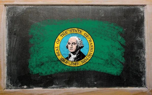 Flagge von uns Bundesstaat Washington auf Tafel mit Kreide bemalt — Stockfoto