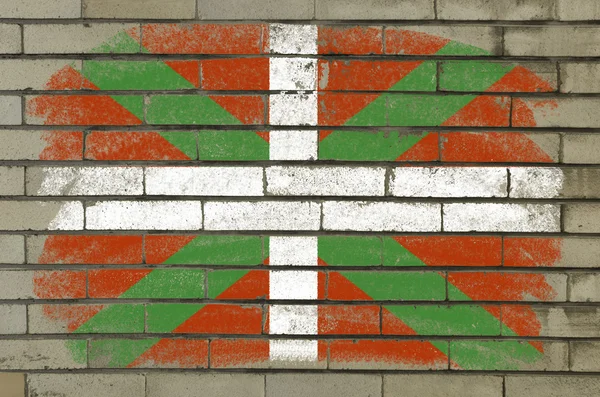 Grunge flagga baskiska på vägg målade med krita — Stockfoto