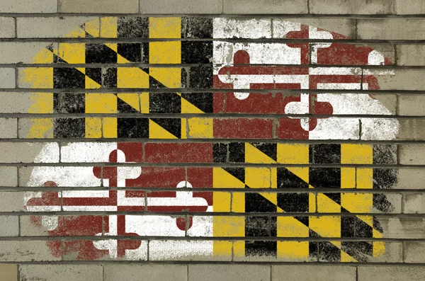 Grunge-Flagge von uns Staat Maryland auf Ziegelwand gemalt mit c — Stockfoto