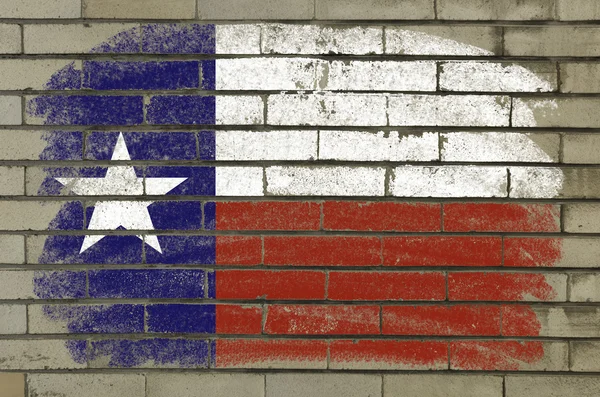 Grunge vlag van ons staat van texas op bakstenen muur geschilderd met chal — Stockfoto