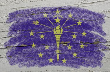 Flag of US state of indiana on grunge wooden texture precise pai clipart