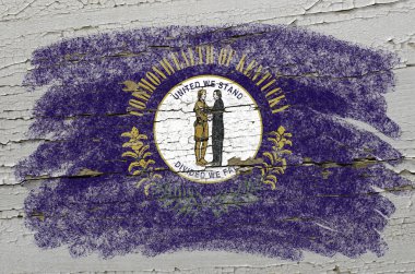 Flag of US state of kentucky on grunge wooden texture precise pa clipart