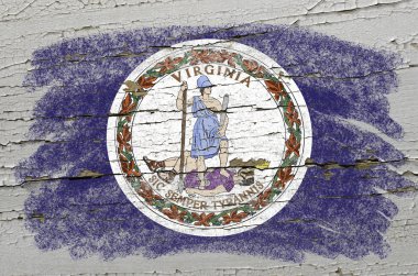 Flag of US state of virginia on grunge wooden texture precise pa clipart