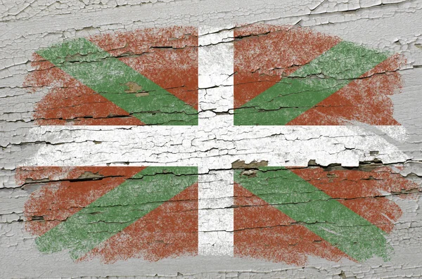 Vlag van Baskische op grunge houten textuur precieze geschilderd met cha — Stockfoto