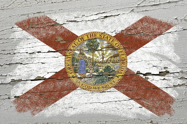 Bandeira do estado norte-americano da Flórida em grunge textura de madeira pai preciso — Fotografia de Stock