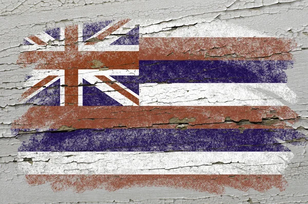 Flagga oss delstaten hawaii på grunge trä textur exakt smärta — Stockfoto