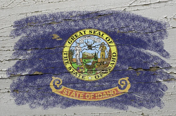 Flagge von uns Staat Idaho auf Grunge-Holz Textur präzise Farbe — Stockfoto
