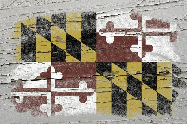 Flagge von uns Bundesstaat Maryland auf Grunge hölzerne Textur präzise pa — Stockfoto