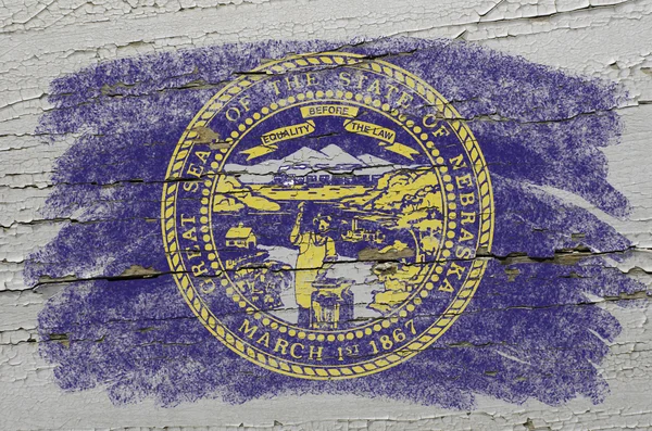 Bandeira do estado norte-americano de nebraska em grunge textura de madeira pa precisa — Fotografia de Stock
