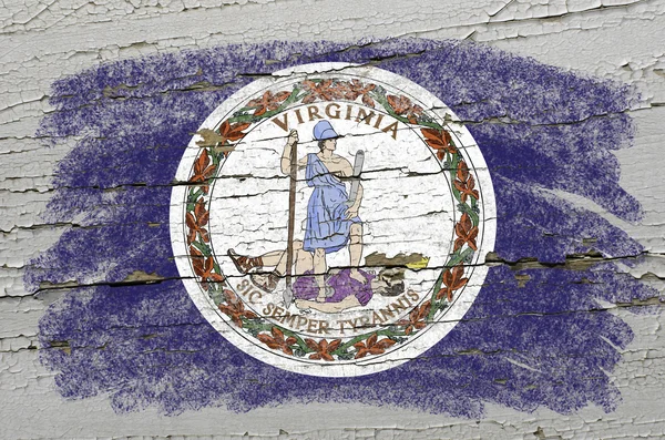 Flag of US state of virginia on grunge wooden texture precise pa — Stock Photo, Image