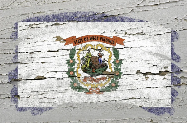 Flag of US state of west virginia on grunge wooden texture paint — Stock Photo, Image