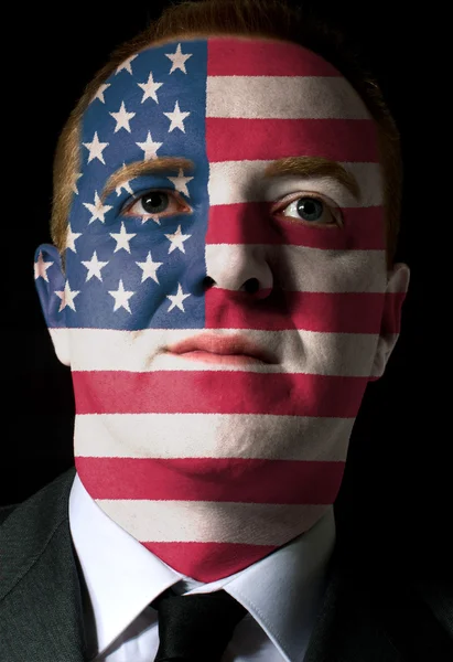 Πρόσωπο της σοβαροί επιχειρηματία ή πολιτικός βαμμένο με χρώματα από εσάς — Φωτογραφία Αρχείου