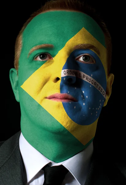Gezicht van ernstige zakenman of politicus geschilderd in kleuren van b — Stockfoto