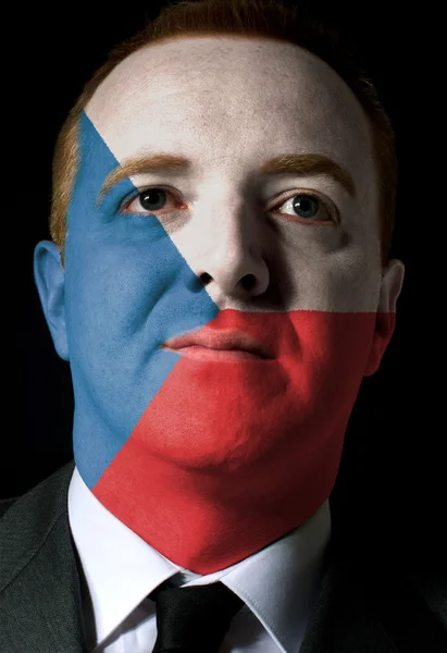 Rostro de empresario serio o político pintado en colores de c — Foto de Stock