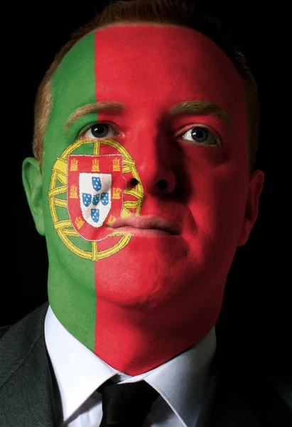 P の色で塗られて深刻なビジネスマンや政治家の顔 — ストック写真