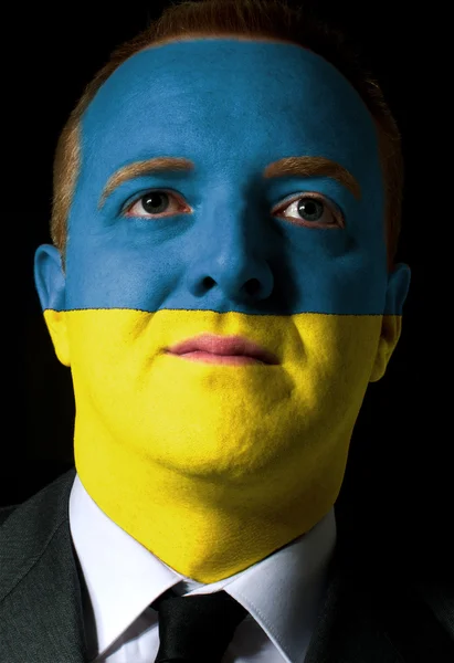 Πρόσωπο της σοβαροί επιχειρηματία ή πολιτικός βαμμένο με χρώματα από εσάς — Φωτογραφία Αρχείου