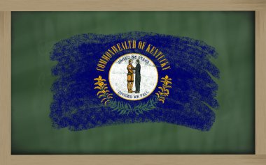 Flag of us state of kentucky on blackboard painted with chalk clipart