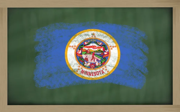 Flag of us state of minnesota on blackboard painted with chalk — Stock Photo, Image