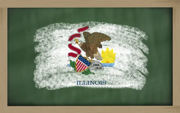 Bayrak bize tebeşir ile boyanmış tahta üzerinde Illinois state — Stok fotoğraf