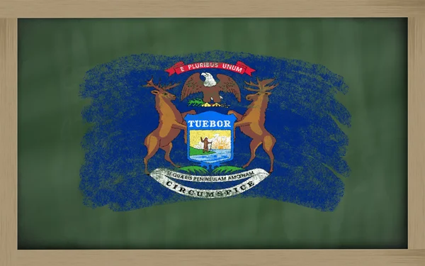 Flag of us state of michigan on blackboard painted with chalk — Stock Photo, Image