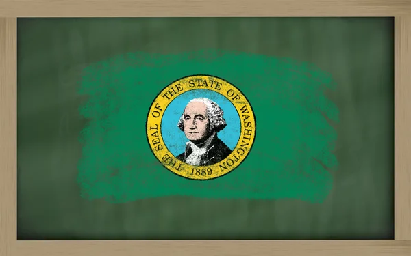 Flag of us state of washington on blackboard painted with chalk — Stock Photo, Image