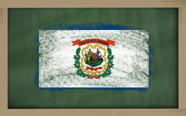 Flag of us state of west virginia on blackboard painted with cha — Stock Photo, Image