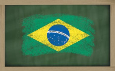 National flag of brazil on blackboard painted with chalk clipart