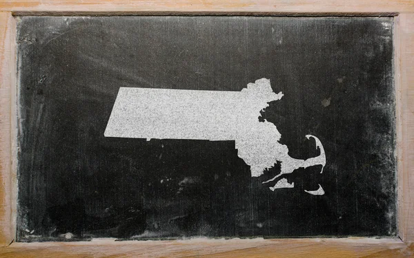 Mapa do contorno de nós estado de massachu=on quadro negro — Fotografia de Stock