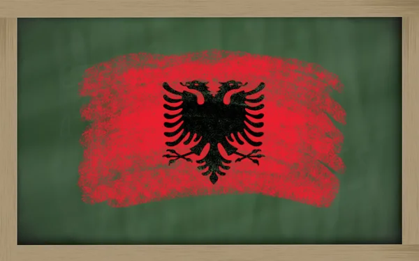 National flag of albania on blackboard painted with chalk — Stock Photo, Image