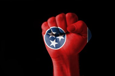 Fist painted in colors of us state of tennessee flag clipart