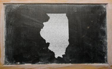 Outline map of us state of illinois on blackboard clipart