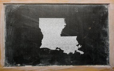 Outline map of us state of louisiana on blackboard clipart