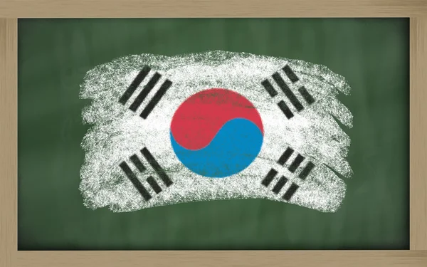 黒板にチョークで描かれた韓国の国旗 — ストック写真
