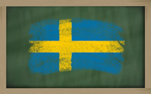 National flag of sweden on blackboard painted with chalk — Stock Photo, Image