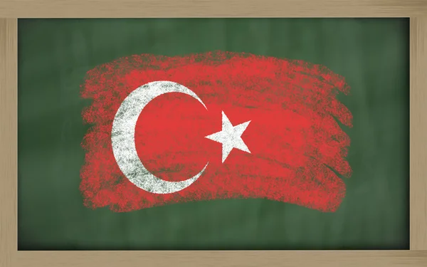 National flag of turkey on blackboard painted with chalk — Stock Photo, Image
