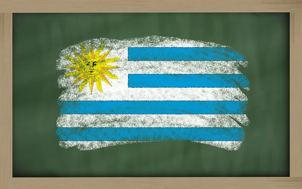 National flag of uruguay on blackboard painted with chalk — Stock Photo, Image