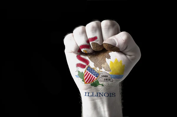 Fist painted in colors of us state of illinois flag — Stock Photo, Image