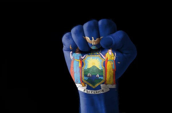 Fist painted in colors of us state of new york flag — Stock Photo, Image