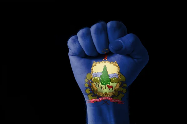 Pugno dipinto a colori di noi stato della bandiera del Vermont — Foto Stock