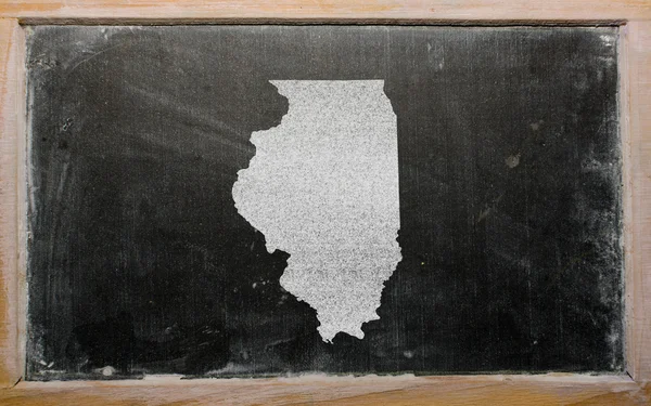 Mapa do contorno de nós estado de illinois no quadro negro — Fotografia de Stock