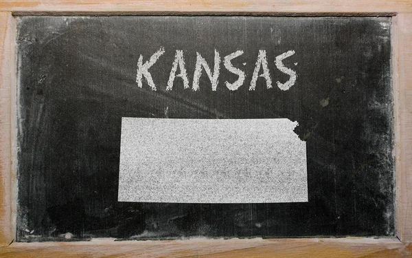 Mapa de contorno de nós estado de Kansas em quadro negro — Fotografia de Stock